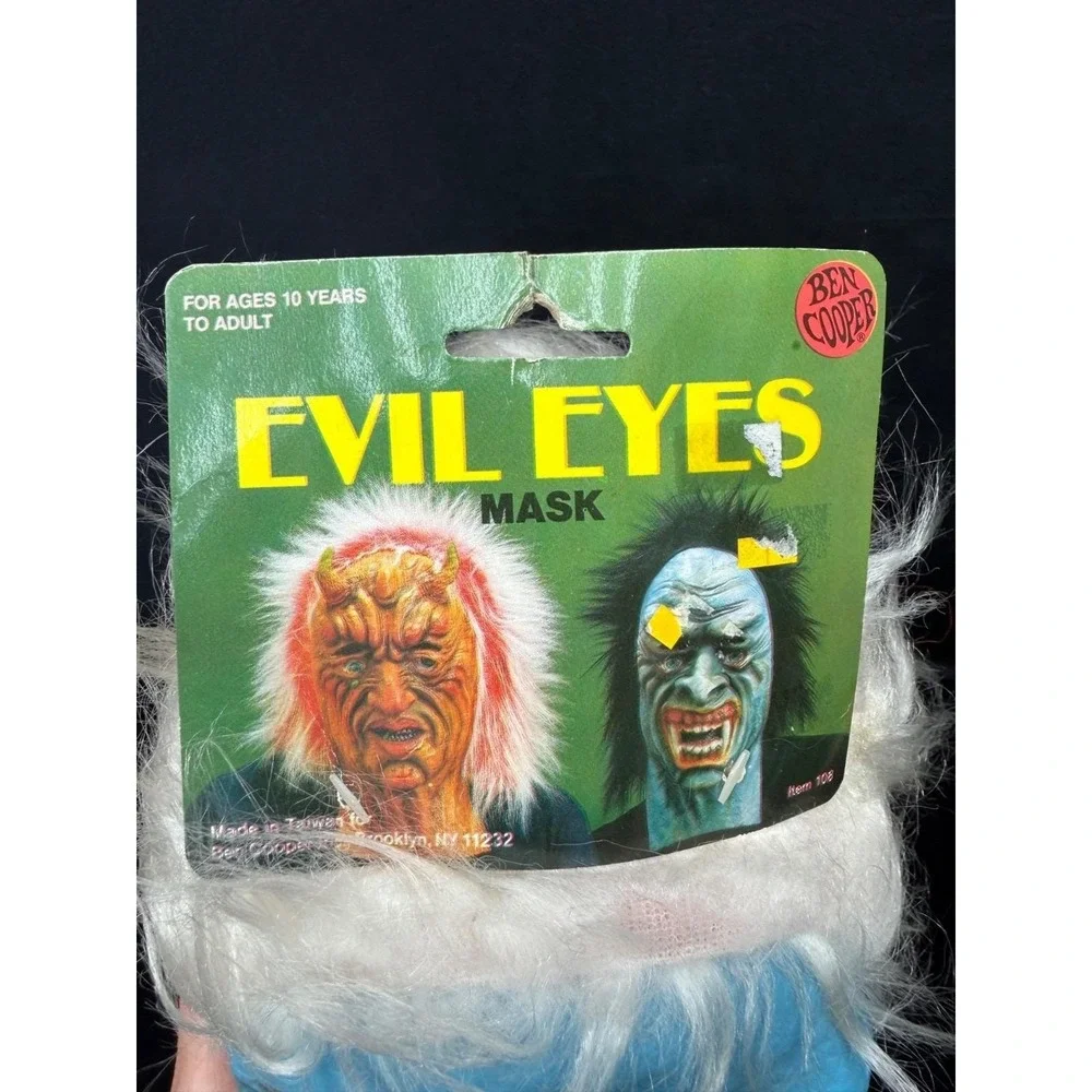 Vintage Ben Cooper Latex Halloween Mask Blue Ghoul Zombie Monster Evil Eye NOS